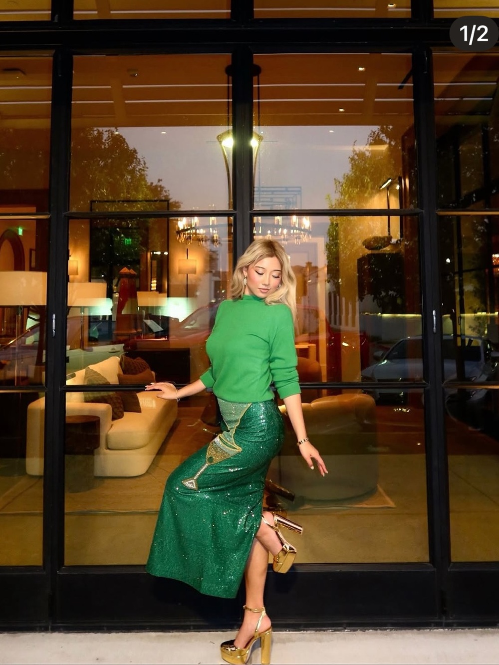 Antonio Melani x The Nat Note Naomi Embellished Martini Sequin Pencil Midi Skirt - Picture 5 of 11